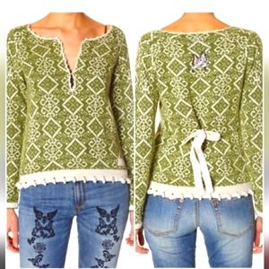 Odd Molly/Anthropology_ Wool Blend Crochet Waist tie Sweater